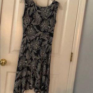 LOFT Petites grey and white floral tank dress
